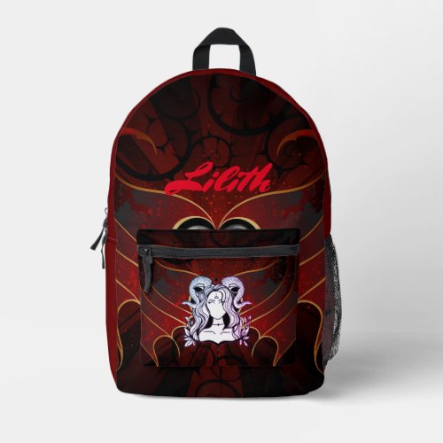 Lilith Fashion Bookbag designed by Underworld Alch Printed Backpack