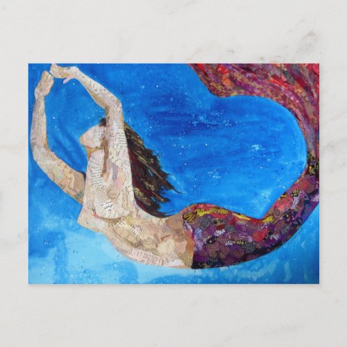 Lilith _ mermaid collage art postcard