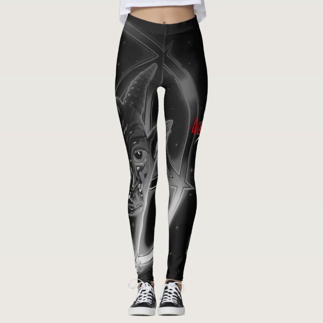 lilith Witch Pentagram baphomet leggings  Black (Front)