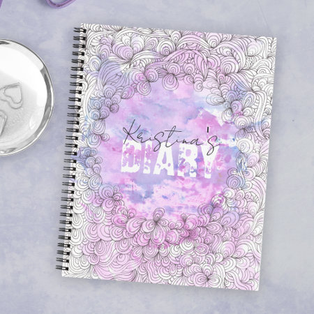 Lillac Azure Watercolor Black Ink Pattern Border