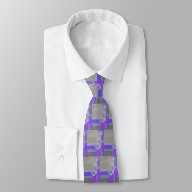 "Lillac" Geometric Art Tie (Tied)