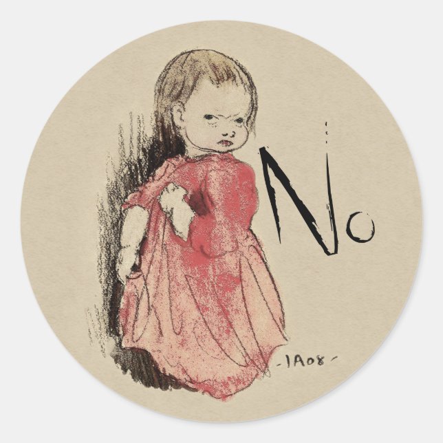 Lillan says No Ivar Arosenius CC0992 Classic Round Sticker (Front)