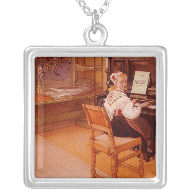 Lillanna Playing Mozart Silver Plated Necklace (Front)