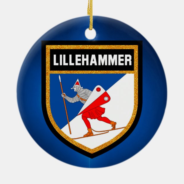 Lillehammer Flag Ceramic Ornament (Back)