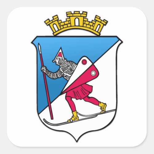 Lillehammer Norway Coat of Arms Heraldry Square Sticker