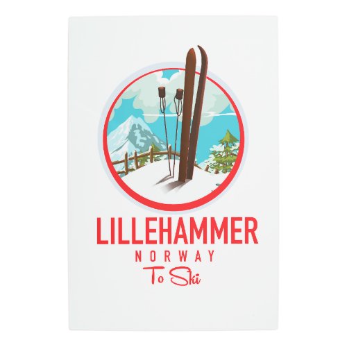 Lillehammer Norway Ski logo Metal Print