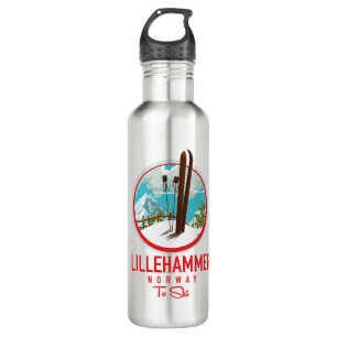 Lillehammer Norway Ski logo Stainless Steel Water Bottle