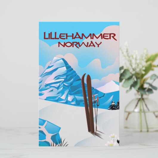 Lillehammer Norway Ski poster. (Standing Front)