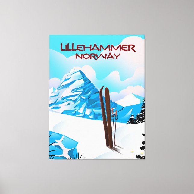 Lillehammer Norway Ski poster. Canvas Print (Front)