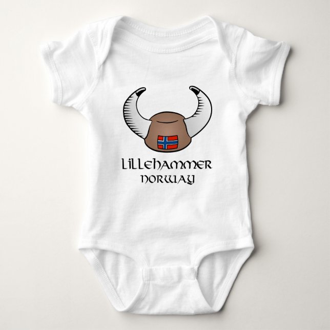 Lillehammer Norway Viking Hat Baby Bodysuit (Front)