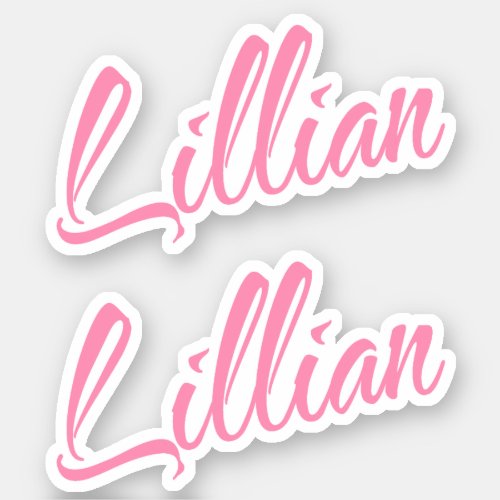 Lillian Decorative Name in Pink x2 Sticker