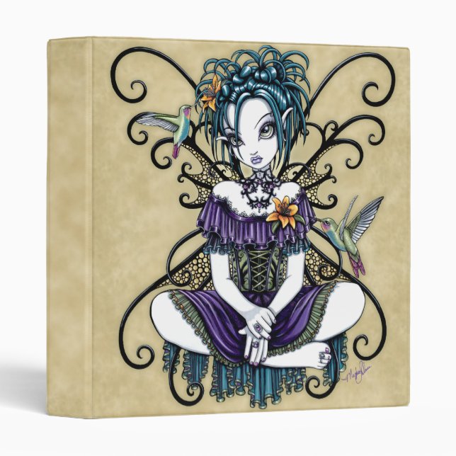 "Lillian" Gothic Hummingbird Fairy Art Binder (Front/Spine)