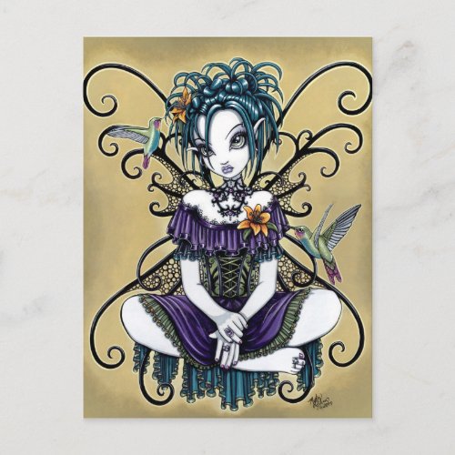 Lillian Gothic Hummingbird Fairy Art Postcard