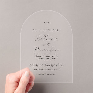 Lilliana Elegant Modern Wedding Save the Date Acrylic Invitations