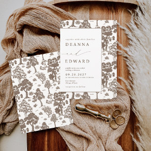LILLIE Elegant Mocha Brown Wedding Invitation