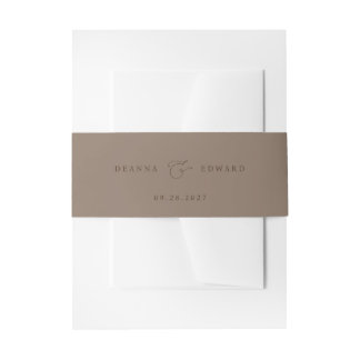 LILLIE Elegant Mocha Brown Wedding Invitation Belly Band