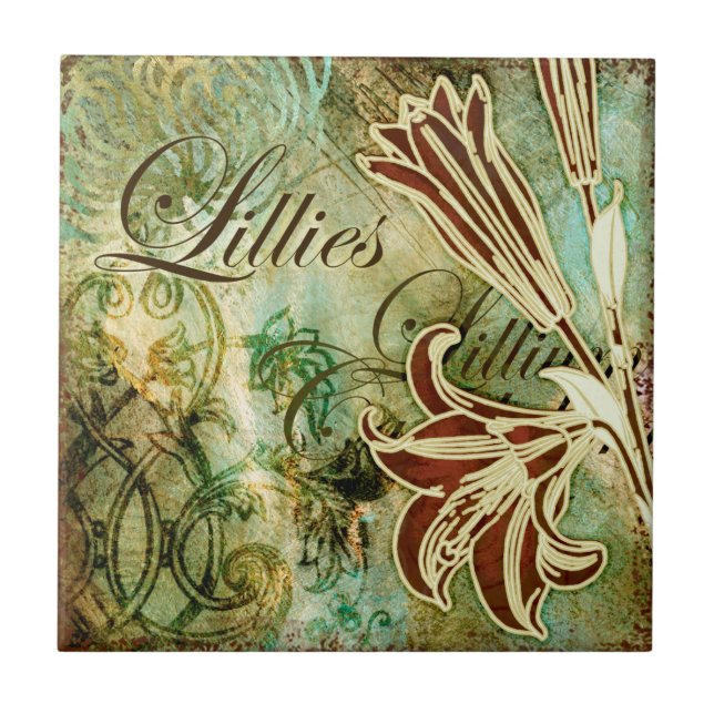 Lillies Ceramic Tile (Front)