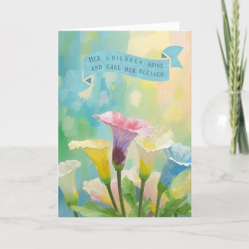 Lillies FlowersChristian Bible Verses Mothers Day Holiday Card
