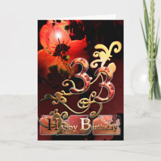 Lilly Dream flower Happy  33 Birthday ornate Card