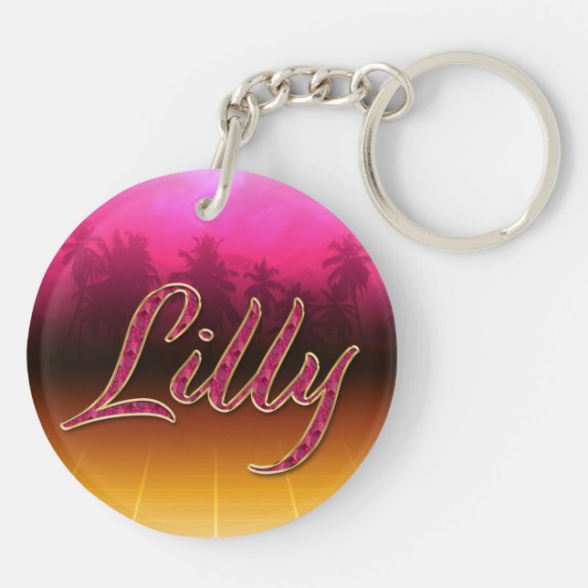 Lilly First Name Golden pink Keychain (Back)