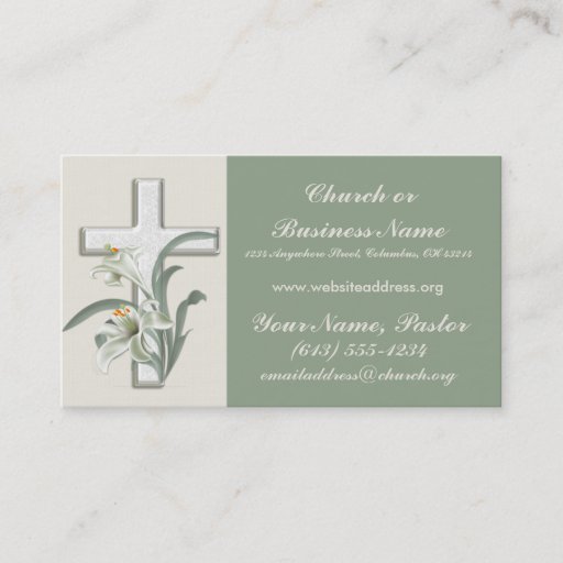 Customizable Lilly Flowers on Cross Minister Business Cards