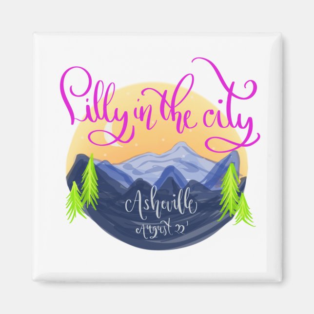 Lilly in the City - Asheville Ceramic Ornament Magnet (Front)
