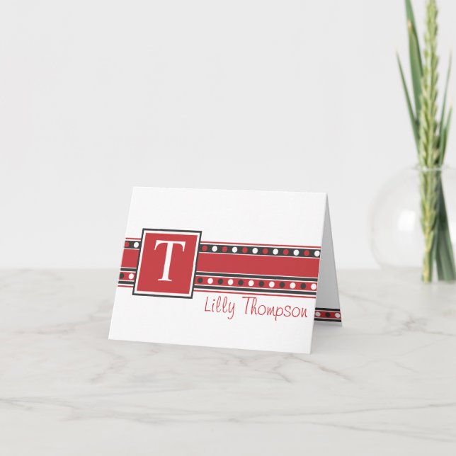 Lilly Note Card - Red and Black (Front)