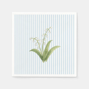Lilly of the Valley Custom Wedding Blue Stripe Napkins
