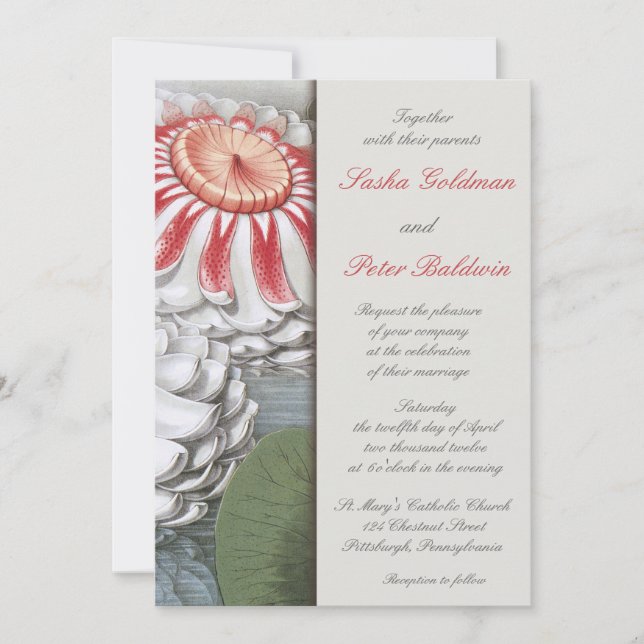Lilly Pads Floral Wedding Invitation (Front)