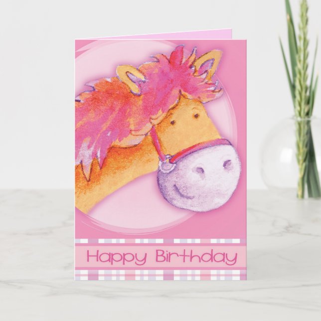 Lilly Pilly pony pink horse birthday card (Front)