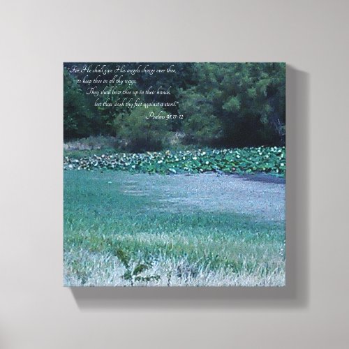 Lilly Pond _ Psalm 91 11_12 Canvas Print