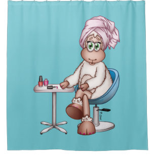 Lilly The Sheep At The Manicure Spa Shower Curtai Curtain