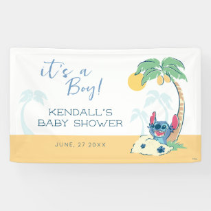 Disney's Stitch Watercolor Aloha Baby Shower Invitation