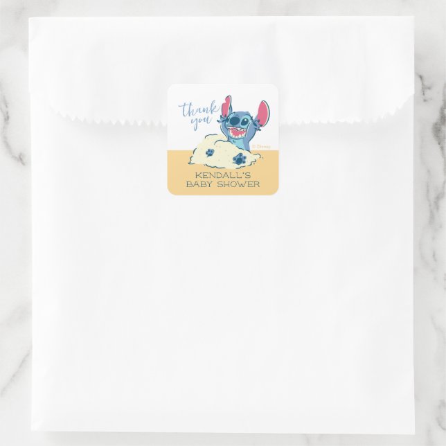 Lilo and Stitch Baby Shower Thank You Square Sticker (Bag)
