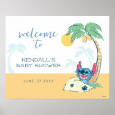 Disney's Stitch Watercolor Aloha Baby Shower Invitation