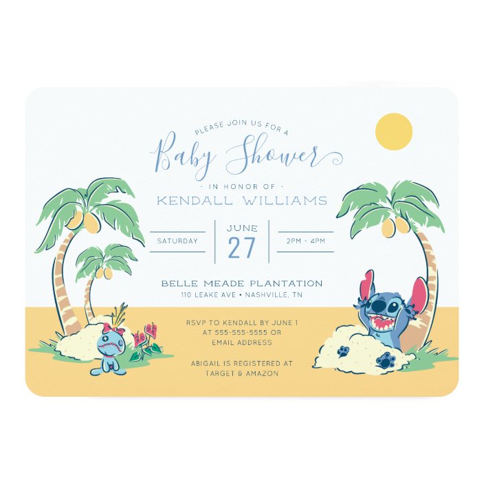 lilo and stitch beach baby shower invitation  zazzle