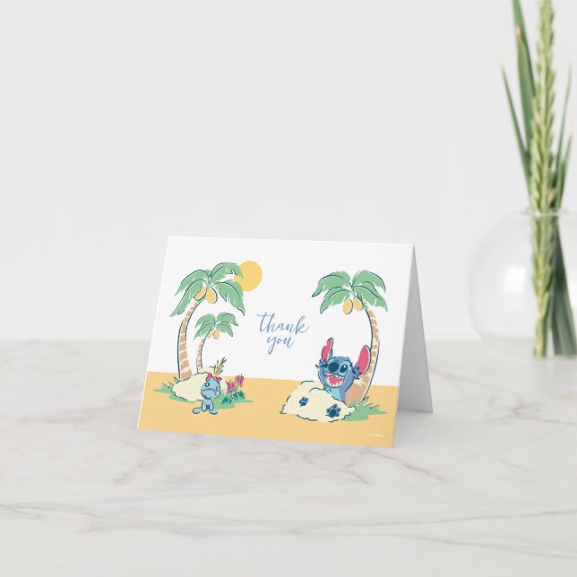 Lilo and Stitch Beach Baby Shower Thank You Card (Front)