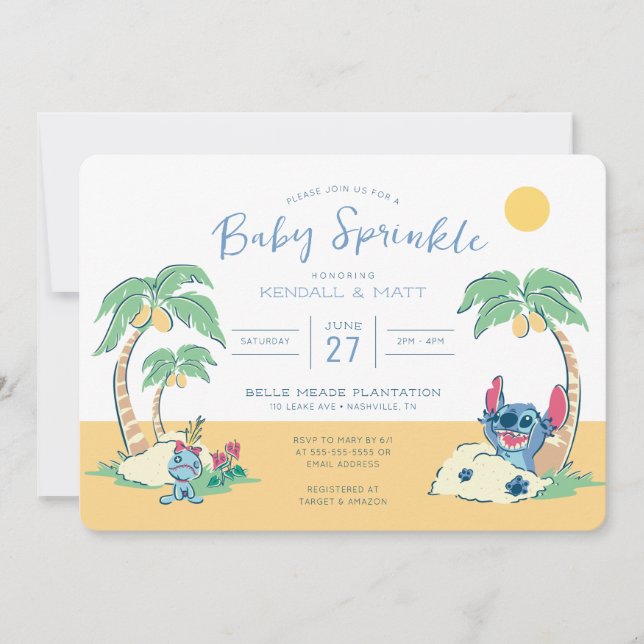 Lilo and Stitch Beach Baby Sprinkle Invitation (Front)