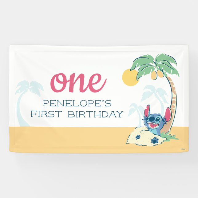 Lilo and Stitch Beach Birthday Banner (Horizontal)