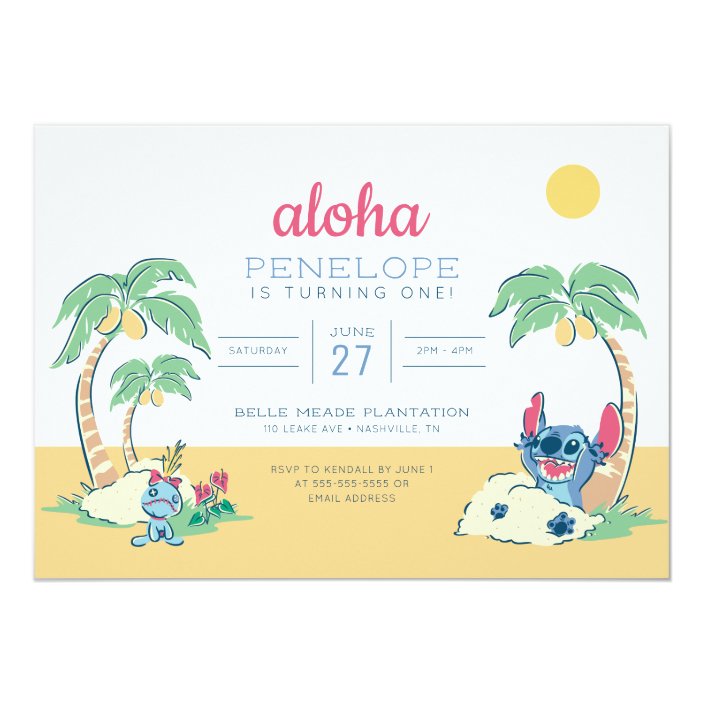 Lilo And Stitch Beach Birthday Invitation Zazzle Com