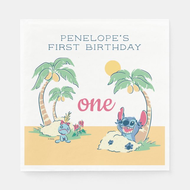 Lilo and Stitch Beach Birthday Napkins (Front)