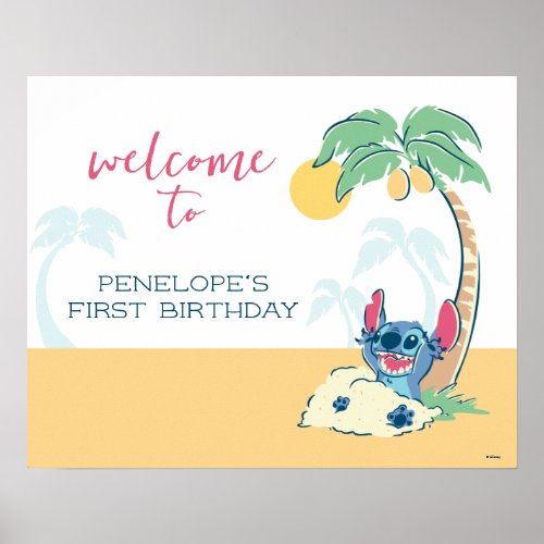 Lilo and Stitch Beach Birthday Poster