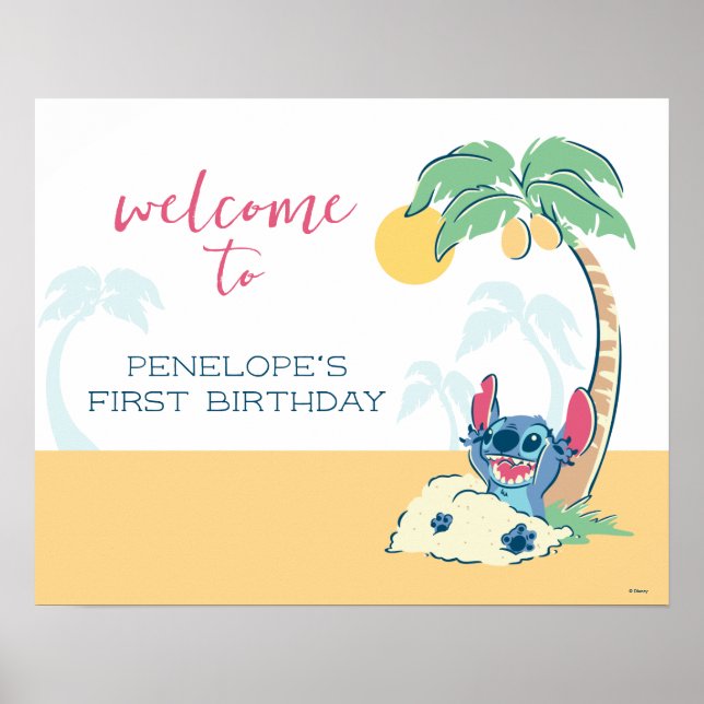 Lilo and Stitch Beach Birthday Poster (Front)