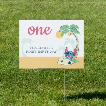 Lilo And Stitch Beach Birthday Sign by LiloAndStitch at Zazzle