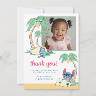 Lilo and Stitch Beach Birthday Thank You Card