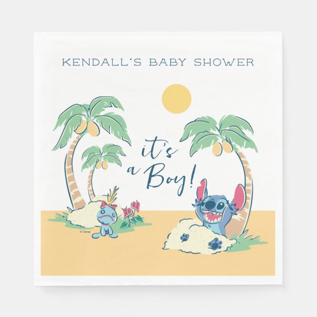 Lilo and Stitch Beach | Boy Baby Shower Napkins (Front)