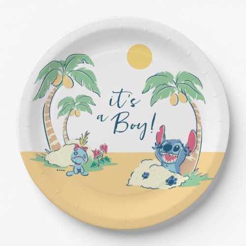 Lilo and Stitch Beach  Boy Baby Shower Paper Plates