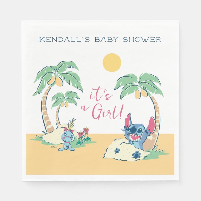 Lilo and Stitch Beach | Girl Baby Shower Napkins (Front)