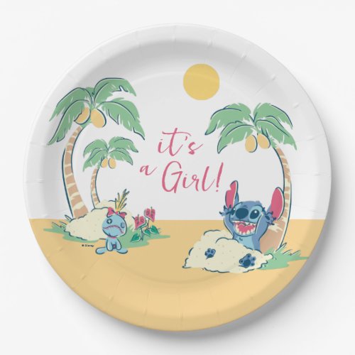 Lilo and Stitch Beach  Girl Baby Shower Paper Plates