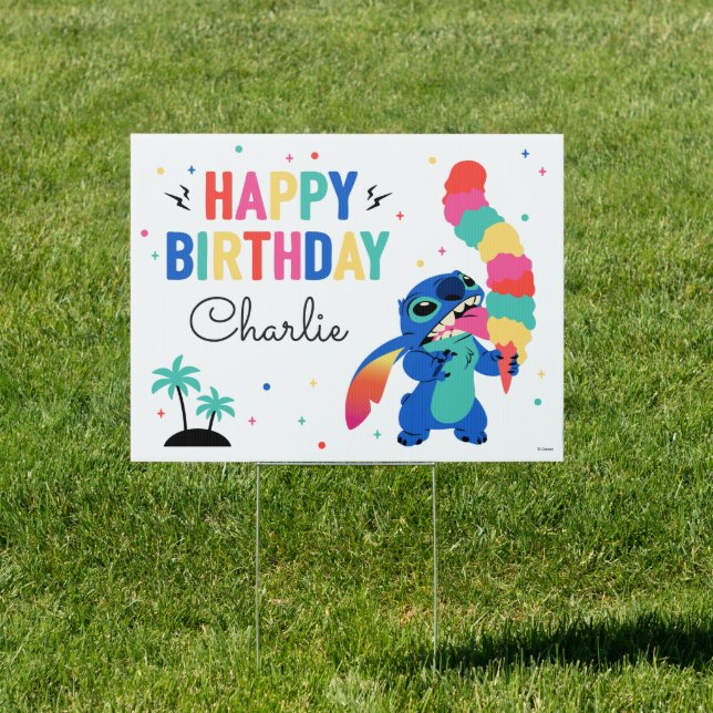 Lilo and Stitch Ice Cream Birthday Sign (Insitu)